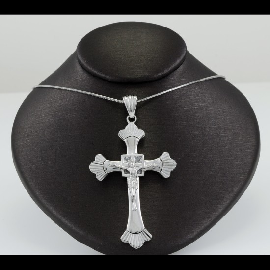Cross With White Sapphire Stones