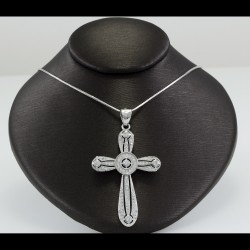 Cross With White Sapphire Stones