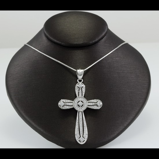 Cross With White Sapphire Stones