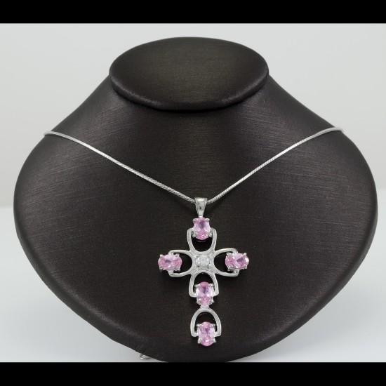 Cross With Rose Quartz Stones