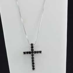 Cross With Black Sapphire Stones