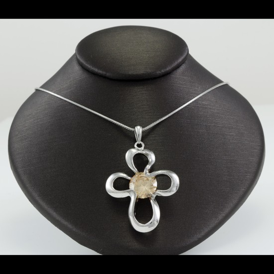 Cross With Smoke Topaz Stone