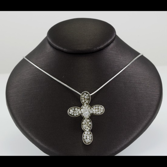 Cross With White Sapphire Stones
