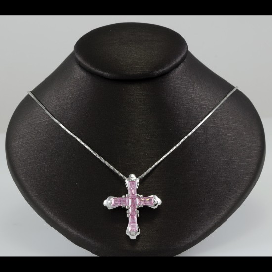 Cross With Rose Quartz Stones
