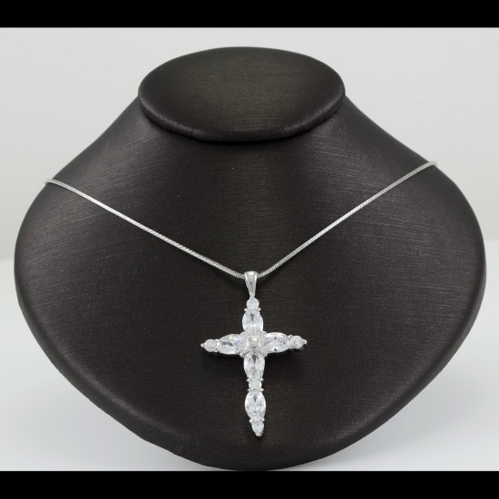 Cross With White Sapphire Stones