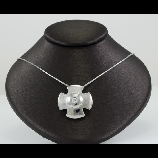Cross With White Sapphire Stone