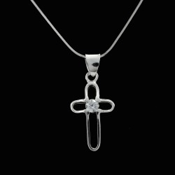 Cross With White Sapphire Stone