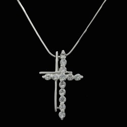 Cross With White Sapphire Stones