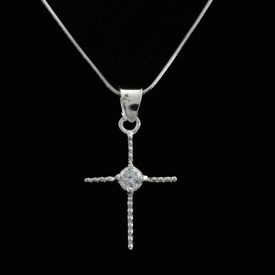 Cross With White Sapphire Stones