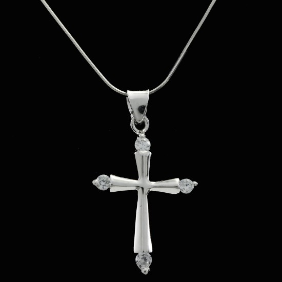 Cross With White Sapphire Stones