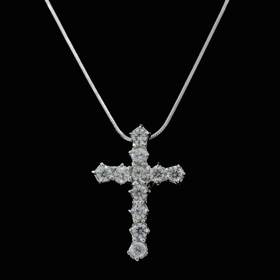 Cross With White Sapphire Stone