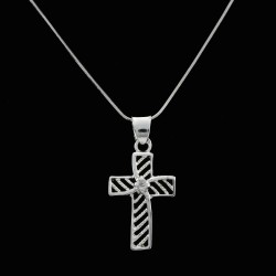 Cross With White Sapphire Stone