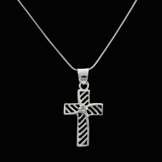 Cross With White Sapphire Stone
