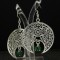 Filigree Dangle Arabic Style Earring With Green Jade