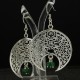 Filigree Dangle Arabic Style Earring With Green Jade