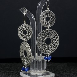 Filigree Dangle Arabic Style Earring With Green Jade