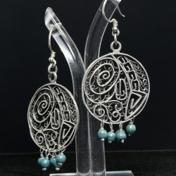 Filigree Dangle Arabic Style Earring With Freshwater Pearl