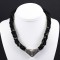 Onyx Necklace with Oxidized Vintage Style Silver