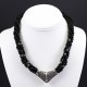 Onyx Necklace with Oxidized Vintage Style Silver