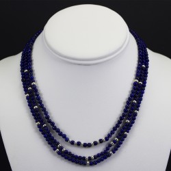 Genuine Lapis Lazuli Necklace With Plain Silver