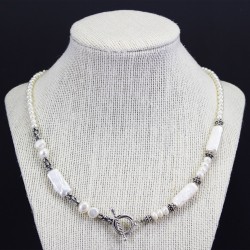 Freshwater Pearl Necklace With Oxidized Vintage Style Silver