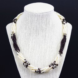 Freshwater Pearl And Amethyst Necklace With Oxidized Vintage Style Silver