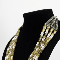 Freshwater Pearl 4 Roll With Citrine Necklace And Bedouin Oxidized Silver