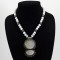Gray Eye Of Tiger Necklace With Mother Of Pearl Pendant