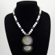 Gray Eye Of Tiger Necklace With Mother Of Pearl Pendant