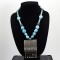Turquoise Necklace With Oxidized Bedouin Silver Pendant