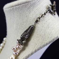 Freshwater Pearl Necklace With Oxidized Vintage Style Silver