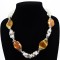 Brown Agate And White QUartz Necklace 