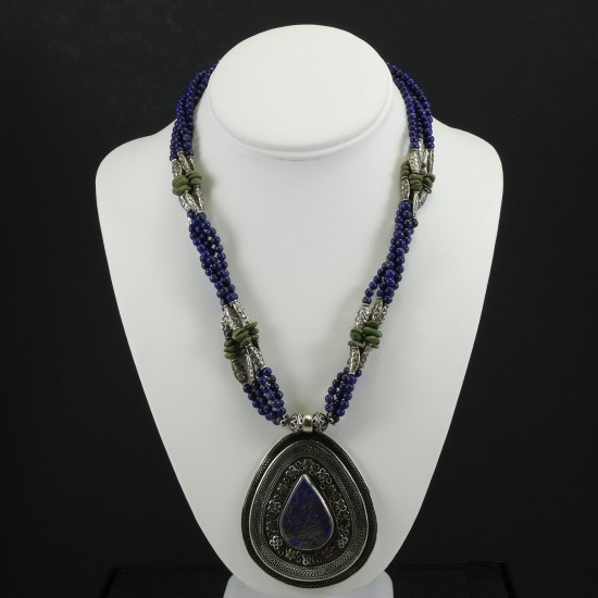 Vintage Sinai Bedouin Genuine Lapis Lazuli And Turquoise Necklace
