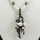 Freshwater Pearl And Amethyst Necklace With Oxidized Vintage Style Silver