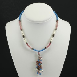 Freshwater Pearl,Rose Quartz And Turquoise Necklace