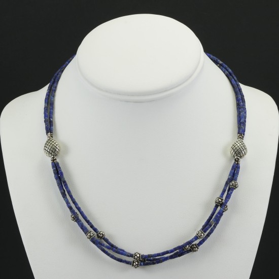 Genuine Lapis Lazuli 3 Roll Necklace