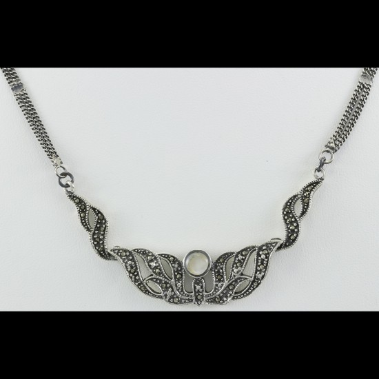 Marcasite Vintage Black CZ Style Necklace