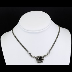 Marcasite Vintage Style Necklace With Black CZ