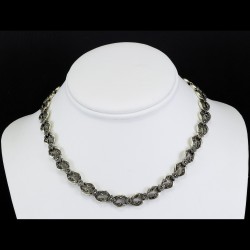  Marcasite Vintage Style Necklace With Black CZ