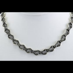  Marcasite Vintage Style Necklace With Black CZ