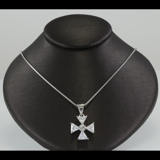 Cross With White Sapphire Stones