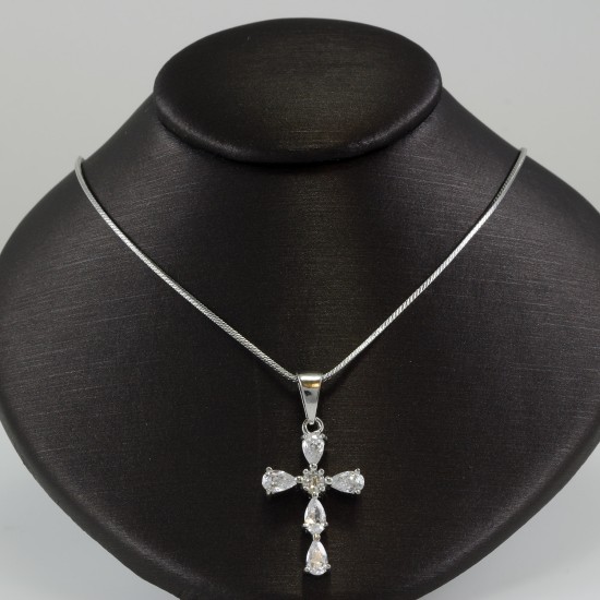 Cross With White Sapphire Stones