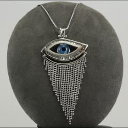 Blue Eye With White Baguette Sapphire Stones