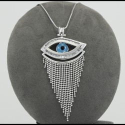 Blue Eye With White Baguette Sapphire Stones