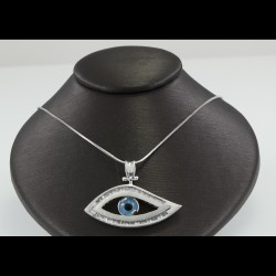 Blue Eye With Baguette White Sapphire Stones