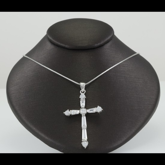 Cross With White Sapphire Stones