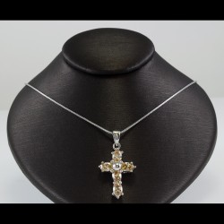 Cross With Smoke Topaz Stones