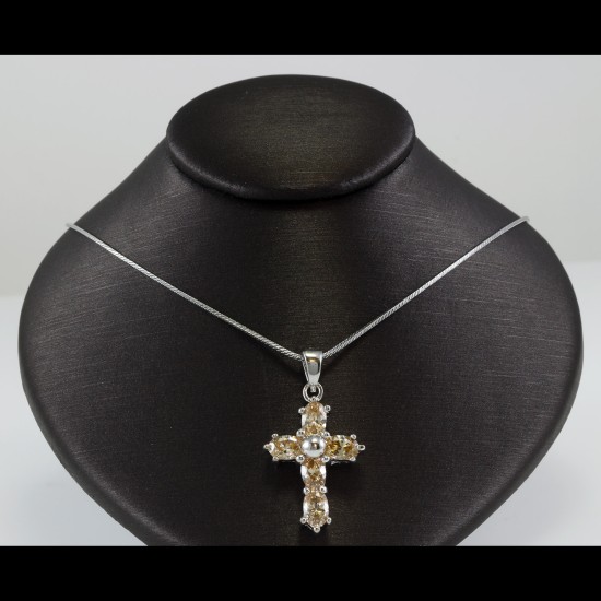 Cross With Smoke Topaz Stones