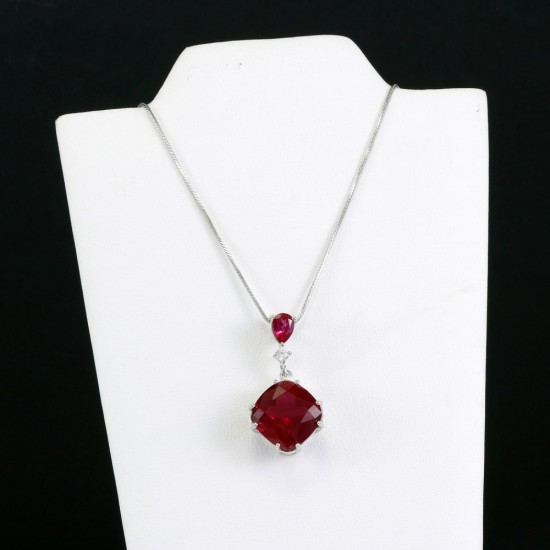 Ruby Cushion Shape Pendant