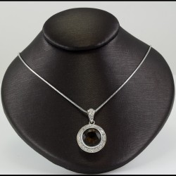 Smoke Topaz Round Pendant